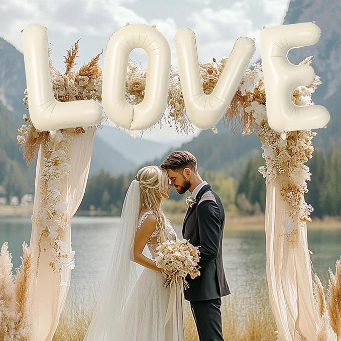 40 Inch Letter Balloons D, Big Custom A-Z Alphabet Foil Name Balloon Cream White, Self Inflating Beige Customize Helium Balloon Letters D for Women Girls Birthday Bride Baby Shower Party Decorations