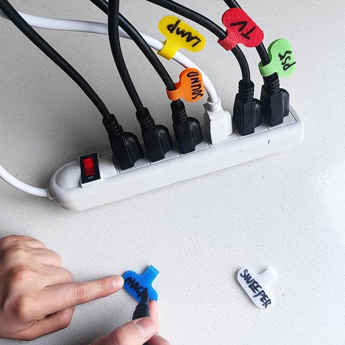 Cable Labels, for Organizing Wires and Identification, Multicolored Handwriting Cable Tags,Cable Tags and Wire Tags for Cable Management and Identification (Oval / 16 Pcs/Multicolor)