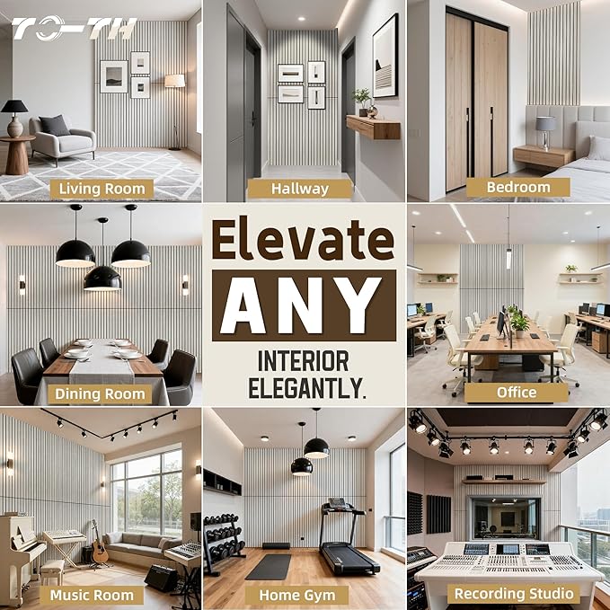 TO-TH Wood-Look Acoustic Wall Panels, 10 Pack 47.2” x 23.6” Acoustic Panels, Decorative Sound Absorbers Sound Dampening Panels for Home, Office, Basement, Natural Oak