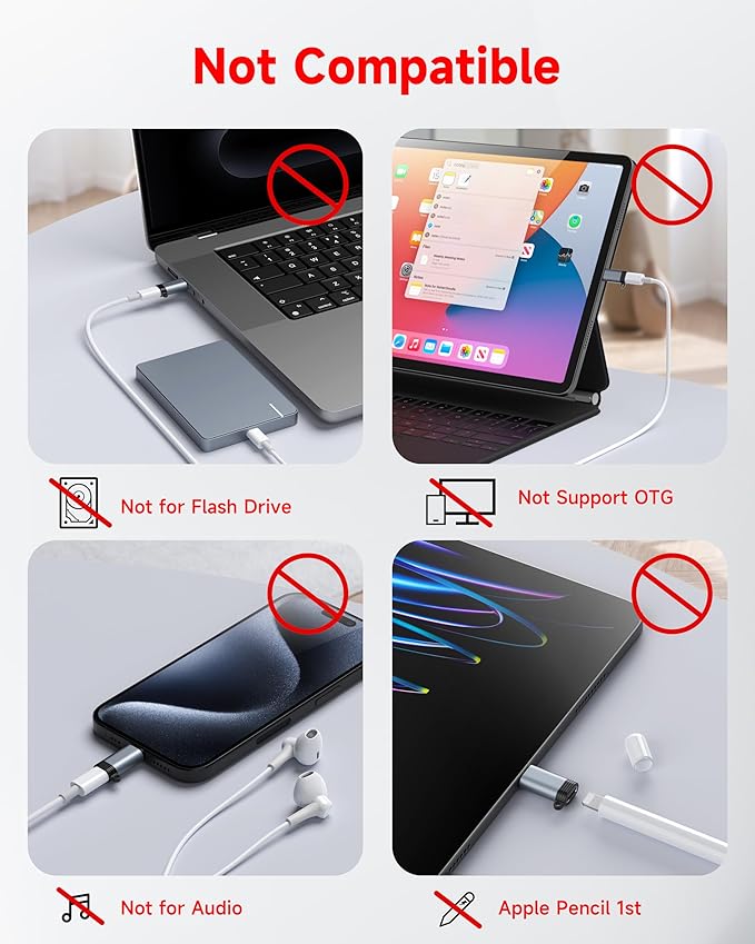 Lightning to USB C Adapter 10 Pack, Fast Charging & Data Sync for iPhone 15/16/17 Pro/Pro Max, Charger Adapter Accessory (Not for Audio/OTG)