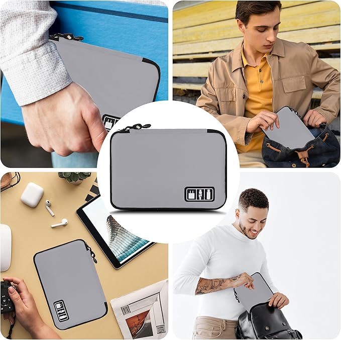 Electronics Organizer,Travel Cord Organizer Pouch, Portable Cable Organizer Bags,Travel Electronic Accessories Storage Case for Cables, Cords, Charger, Phone (Gray)