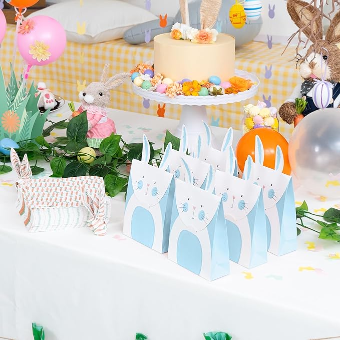 Cheerland Blue Bunny Party Favor Gift Bags Bunny Birthday Decorations Some Bunny is One Rabbit Birthday Easter Treat Bags Pastel Blue Goodie Boy Baby Shower Decor Tea Party Supplies 12 Pcs