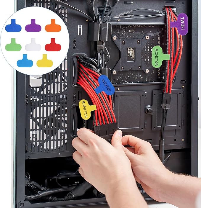 32pcs Cable Tags Multi-Color Electronic Cable Identification Labels Write On Cord Labels Tags for Computers Cables Management Reusable Wire Markers for Charging Cords (8 Colors)