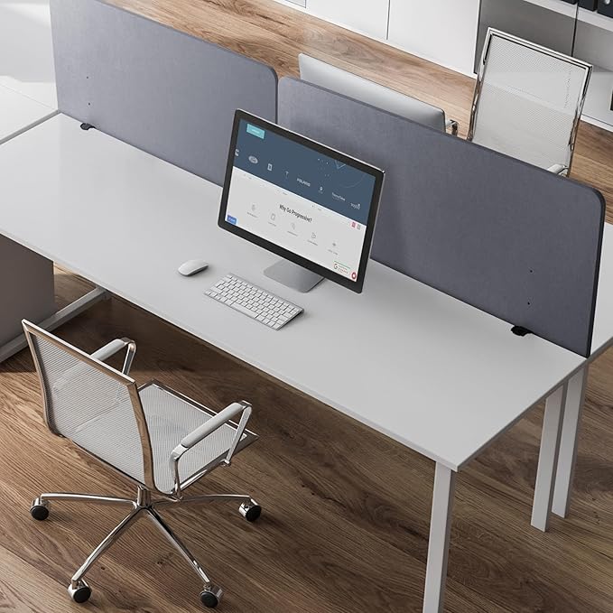 Progressive Desk Privacy Acoustic Panel 47″ - Desk Divider - 47 Inch Sound Proof Dividers - Dark Gray
