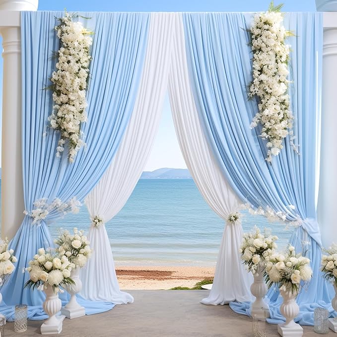 Baby Blue Backdrop Curtain for Baby Shower Parties Wrinkle Free Light Blue Curtains Backdrop Drapes Fabric Decoration for Birthday Party Photography 5ft x 7ft,2 Panels