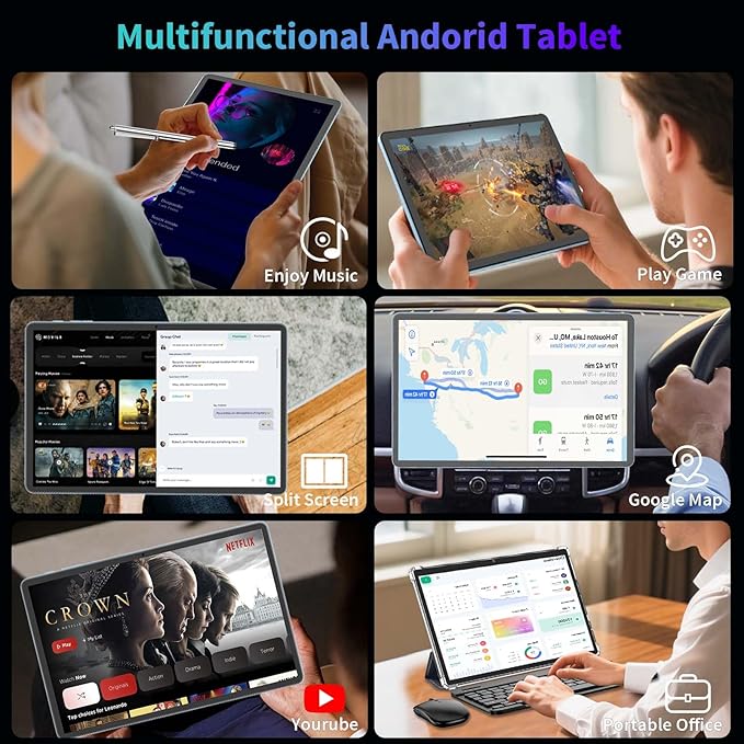 2026 Android 15 Tablet, 11 inch Tablet with Keyboard, 24GB+256GB+2TB Expand, Octa-Core, 8000mAh, Gemini AI Tablets PC with 5G/2.4G WiFi, BT5.0, GPS, 2 in 1 Tablets with Case, Mouse, Stylus(Black)