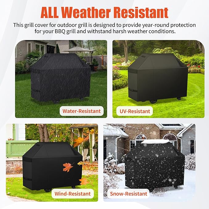 iCOVER Grill Cover 82 inch, BBQ Grill Cover for Outdoor Grill, 600D Heavy Duty Waterproof BBQ Cover, Anti-UV Barbecue Cover, Large Barbecue Gas Grill Cover for Weber, Char-Broil, Nexgrill, etc