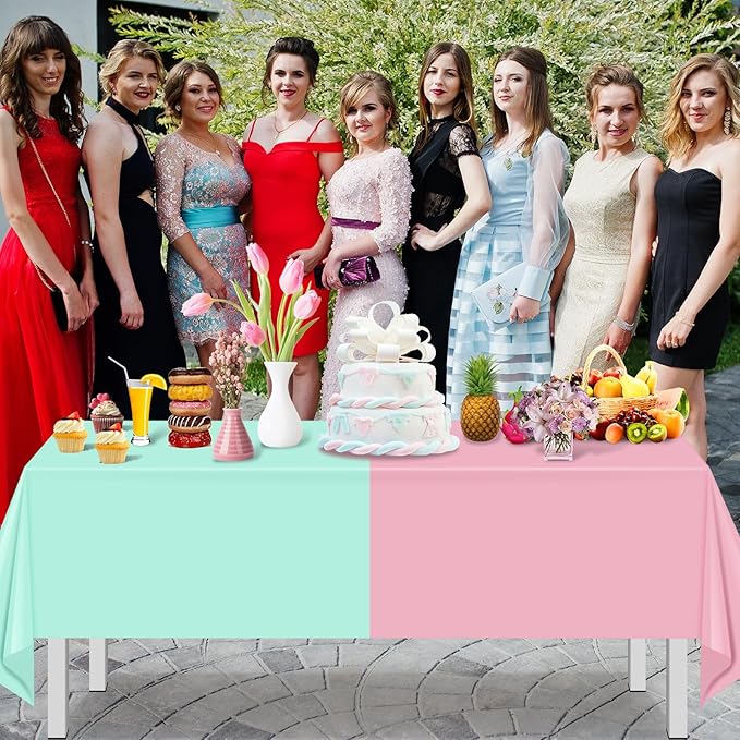 MASHAN 24Pcs Pastel Tablecloths,Plastic Mix Color Tablecloth Disposable Rectangle Table Covers for Baby Shower, Wedding,Girls Birthday Party and Ice Cream Party Decoration,6Color, 54 x 108 Inch