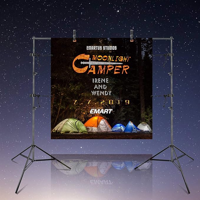 EMART Photography Backdrop Stand, 8 x 8 ft Adjustable Photo Background Holder, Back Drop Banner Support Frame Kit for Photoshoot Video Studio, Birthday Party