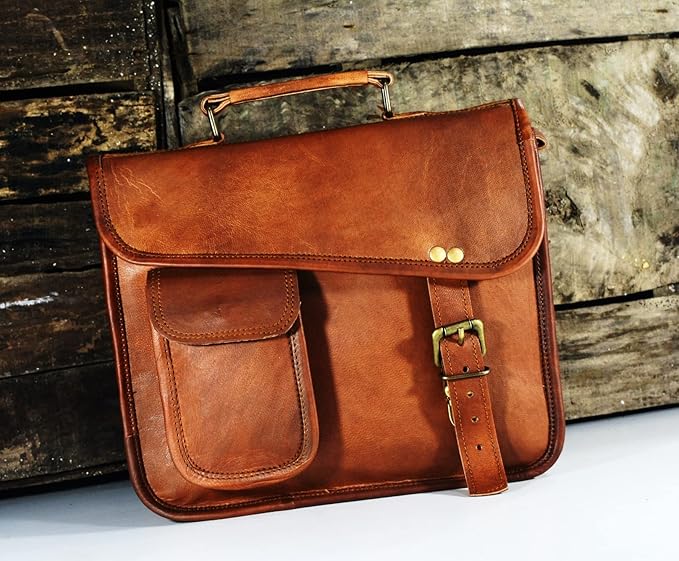 URBAN DEZIRE Men's Genuine Leather Small Briefcase Messenger Satchel Ipad Tab Tablet Bag 11 compatible with Apple product