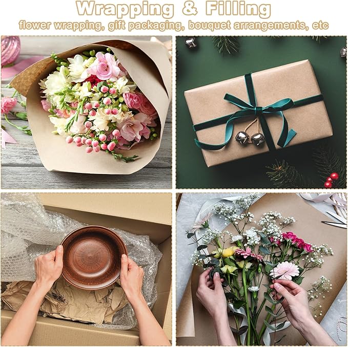PATIKIL Wrapping Paper, 12"x400"(33') Bulletin Board Paper Roll Kraft Paper Roll Construction 80GSM for Shipping Packing Gift Wrapping Craft Flower Bouquet Christmas, Light Blue