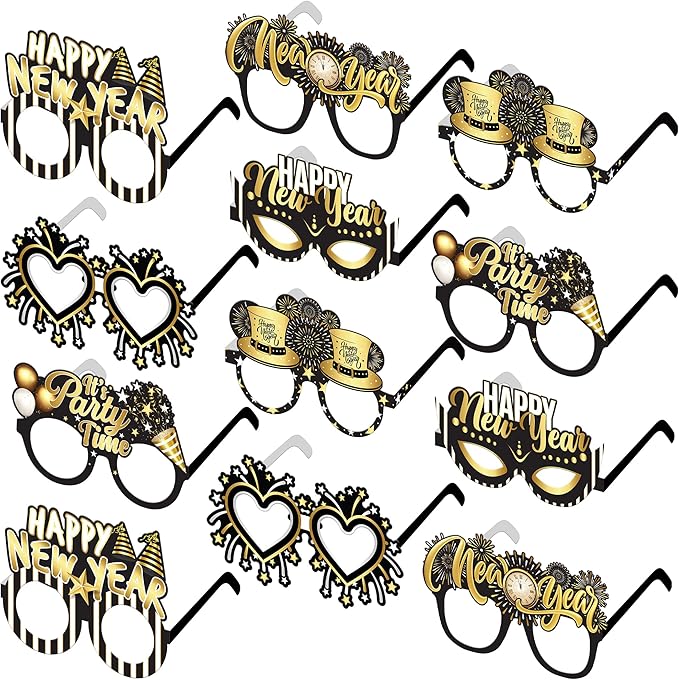 KatchOn, Happy New Year Glasses 2026 - Pack of 12 | New Years Eve Glasses, New Years Eve Party Supplies 2026 | Happy New Years Decorations 2026 | NYE Decorations 2026
