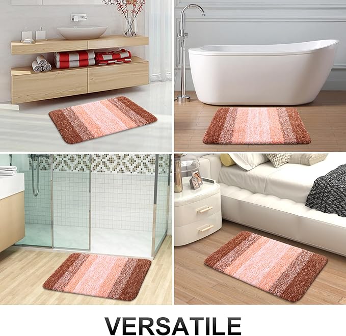 OLANLY Bathroom Runner Rugs 47x24, Extra Soft Absorbent Microfiber Bath Rugs, Rubber Backing, Quick Dry, Machine Washable Bath Mats for Bathroom Floor, Tub and Shower, Home Decor Accessories, Orange