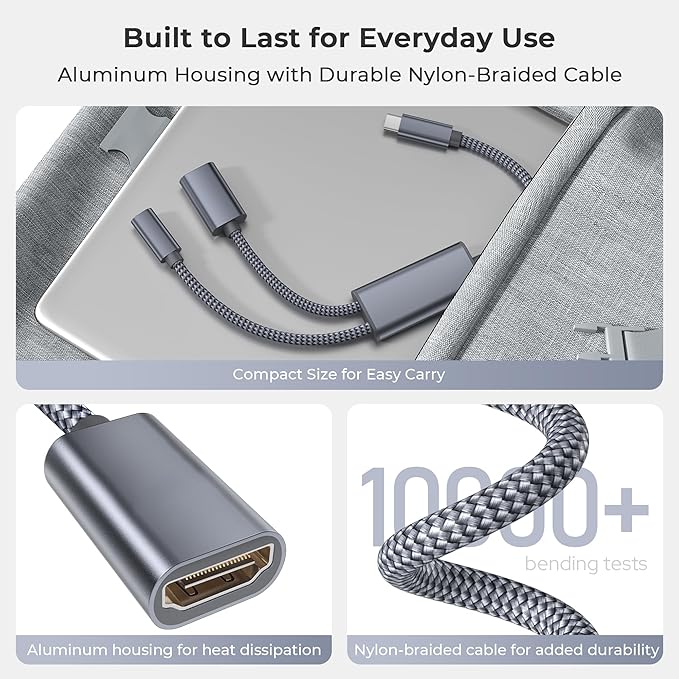 Basesailor USB C to HDMI Adapter,Type C to 4K HDMI with 100W PD Charger Multiport Converter,Compatible with Nintendo Switch,Steam Deck,iPhone 17 16 15,MacBook,iPad,Samsung S25 and Display Mode Devices