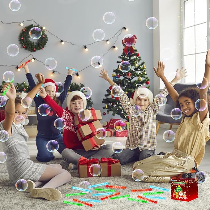 Christmas Small Toys Gifts Bulk for Toddlers 64 Pack, Xmas Mini Bubble Wands Party Favors Supplies for Kids, Goodie Bag Stocking Stuffers Filler Class School Treats Student Prizes for Boys Girls