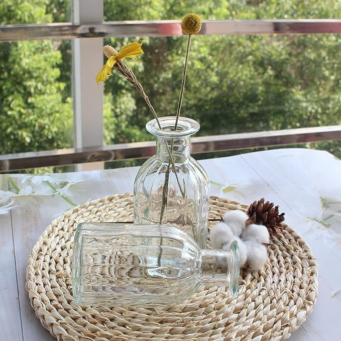 Bud Vases Set of 6 Small Glass Vase for Flowers, Clear Vase Set for Wedding Decor, Home Decorative Vases for Table Shelf, Mini Bud Vases in Bulk 2.85"X 5.4"