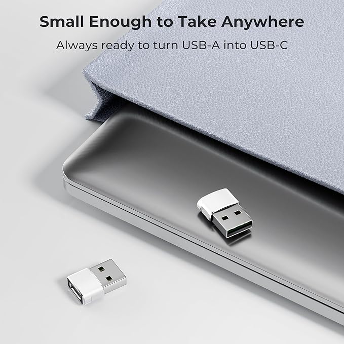 Basesailor USB to USB C Adapter,USBC Female to USB A Male Adapter,Type C Converter Charger for iPhone 17 Pro Max,16 15,Apple Watch iWatch S11 S10 SE,AirPods 3,iPad mini Air,Samsung Galaxy S25,White
