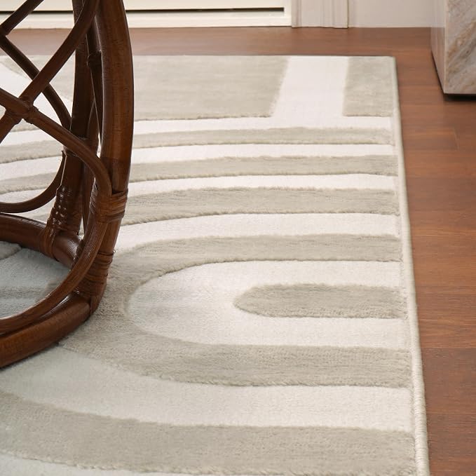 JONATHAN Y Sun Two-Tone High-Low Indoor Area Rug 3X5 Beige/Cream, Aelius MidCentury Scandinavian Abstract for Living Room, Bedroom, Kitchen, Easy-Cleaning, Pet-Friendly, Non-Shedding SND101A-3