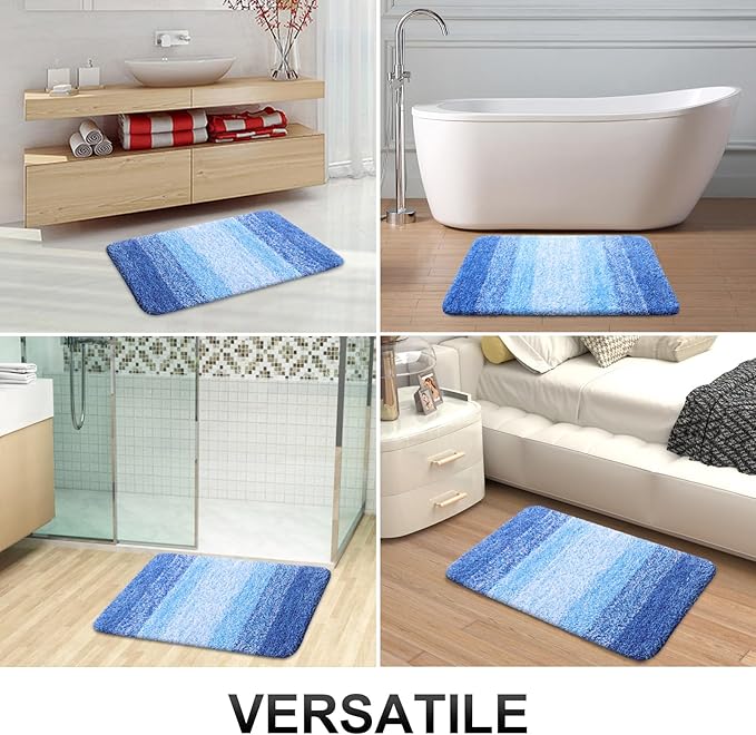 OLANLY Bathroom Runner Rugs 47x24, Extra Soft Absorbent Microfiber Bath Rugs, Rubber Backing, Quick Dry, Washable Bath Mats for Bathroom Floor, Tub and Shower, Home Decor Accessories, Light Royal Blue