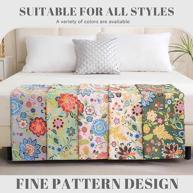 Bedlifes Full Sheet Set Ultra Soft, Breathable, Silky Flower Deep Pocket 100% Microfiber Bedding, 4 Piece Full Size Floral