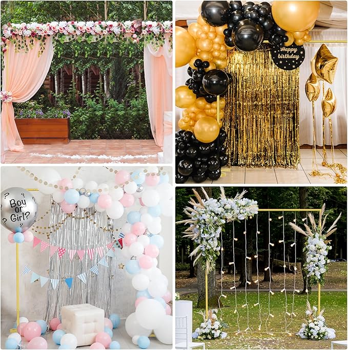 Backdrop Stand,10x7Ft Photo Backdrop Stand Photo Video Studio,Heavy Duty Square Metal Balloon Arch for Parties Wedding Photography Baby Shower Festival Decoration,Gold