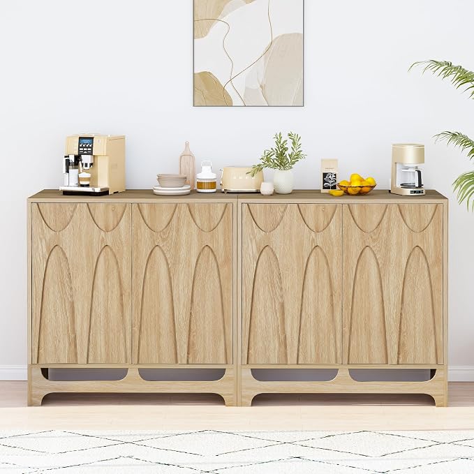 Bifins Sideboard Buffet Cabinet with Storage, 31.5” Mid Century Modern Storage Cabinet with Adjustable Shelf and 2 Doors for Dining Room, Living Room,Entry