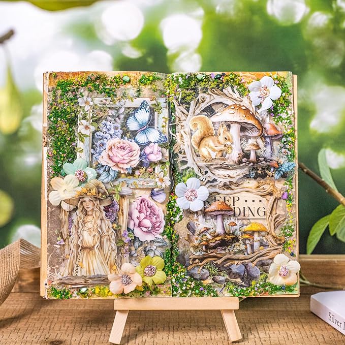 AuriicLeaf Vintage Wooden Frame PET Sticker Set, 60PCS Retro Aesthetic Scrapbook Stickers for Journaling, DIY Crafts, and Decorative Art Supplies
