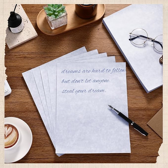 Epakh 200 Sheets Old Age Parchment Paper 8.5 x 11 Inch Standard Letter Vintage Colored Old Parchment Semblance Double Side Printing Paper(Blue)