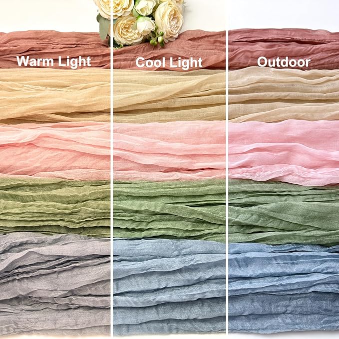 Booque Valley Beige Cheesecloth Table Runner 10ft Super Soft Boho Wrinkled Gauze Sheer Cloth for Baby Shower Baptism Birthday Party Wedding Centerpiece Table Decoration, 35x120 Inch