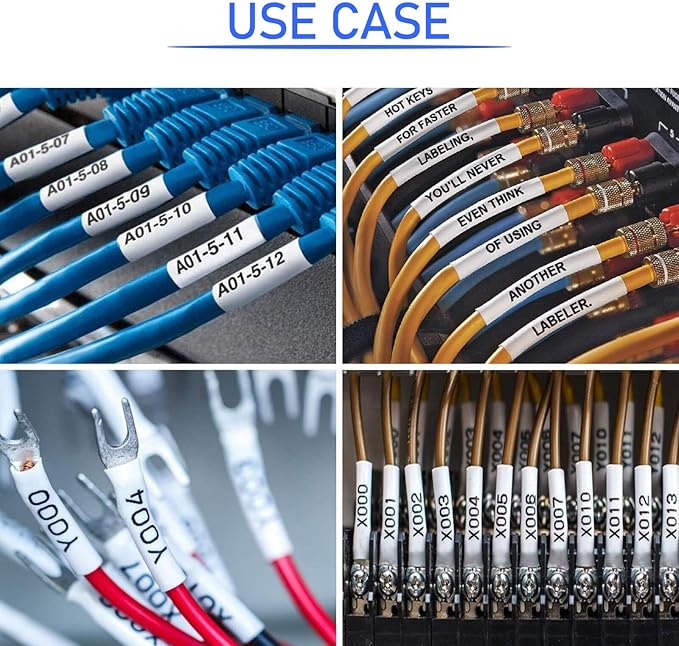 3 Pack Heat Shrink Label Tape Compatible for Brother Ptouch HSe-221 HSe221 HS-221 HS221 Black on White 8.8mm 0.34'' for Wire Cable use in PT-P710BT P700 P750W P900 Label Printer