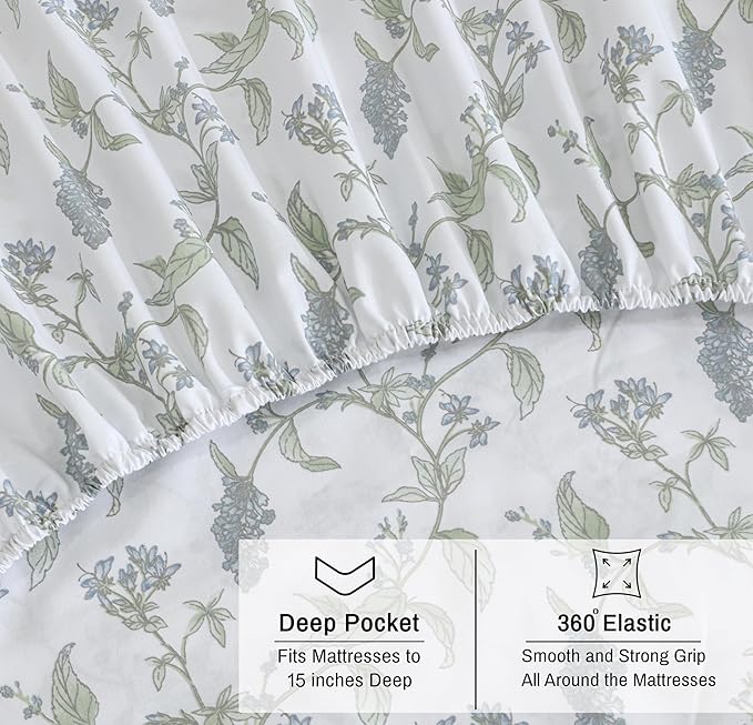 RUVANTI 100% Organic Cotton Sheets Twin Size, Percale Weave, GOTS Certified, 3-Piece Set, Deep Pocket 15", Crisp & Breathable, Soft Durable Bedding, Sábanas Algodón Orgánico – Vine Yard