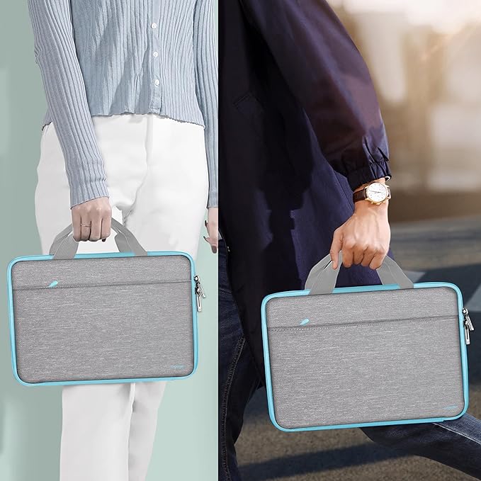 Hseok Laptop Case 13.3-14 inch Briefcase Handbag, Water-Resistant and Shockproof Computer Sleeve Compatible with MacBook Pro 14", Mac Air/Pro 13.3" and 13"-14" Notebooks Chromebooks,Light Gray-Blue