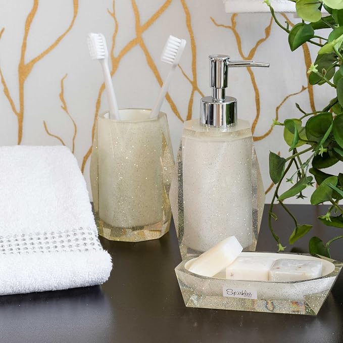 Faceted Soap Dish, Durable Resin, Smooth, Easy to Clean, for Stylish Bathroom Décor, Bronze, 4x5, Sold Individually