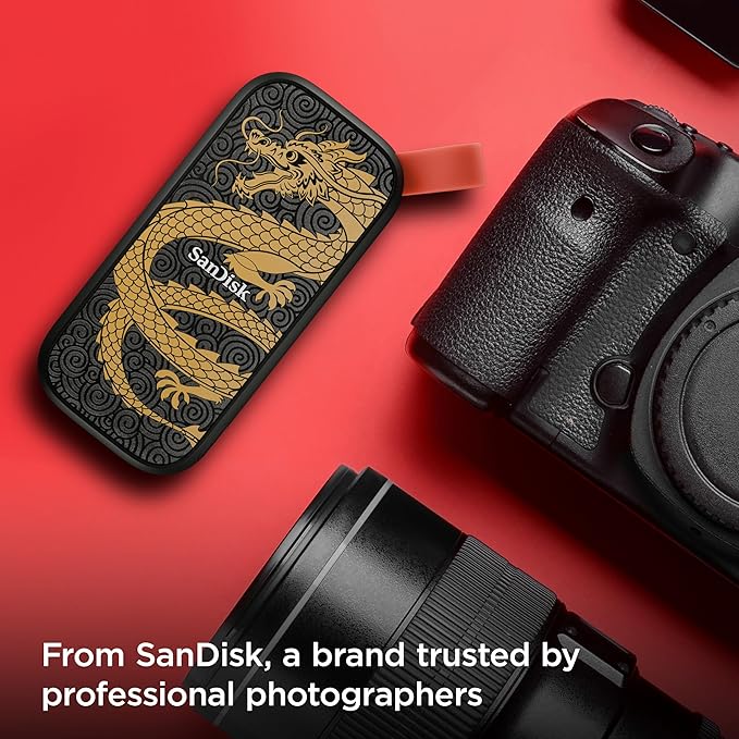 SanDisk 1TB Portable SSD, Dragon Edition - Up to 800MB/s, USB-C, USB 3.2 Gen 2, Updated Firmware - External Solid State Drive - SDSSDE30-1T00-GD25