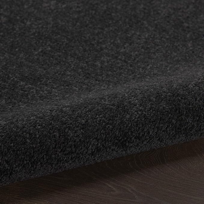 Nourison Home Nourison Essentials Black 5' x Square Area Rug - Easy Clean, Non Shedding, Bed Room, Living Room, Dining Room, Kitchen (5' x Square)