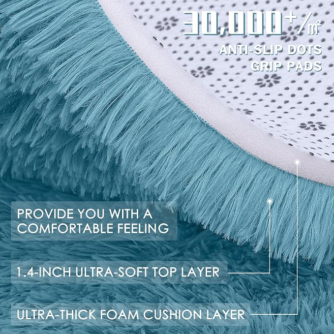 OLANLY 6x9 Machine Washable Large Area Rugs for Living Room, Bedroom, Soft Fluffy Shaggy Bedside Rug, Indoor Floor Carpet for Kids Girls and Boys, Dorms, Nursery, Home Decor Aesthetic, Slate Blue