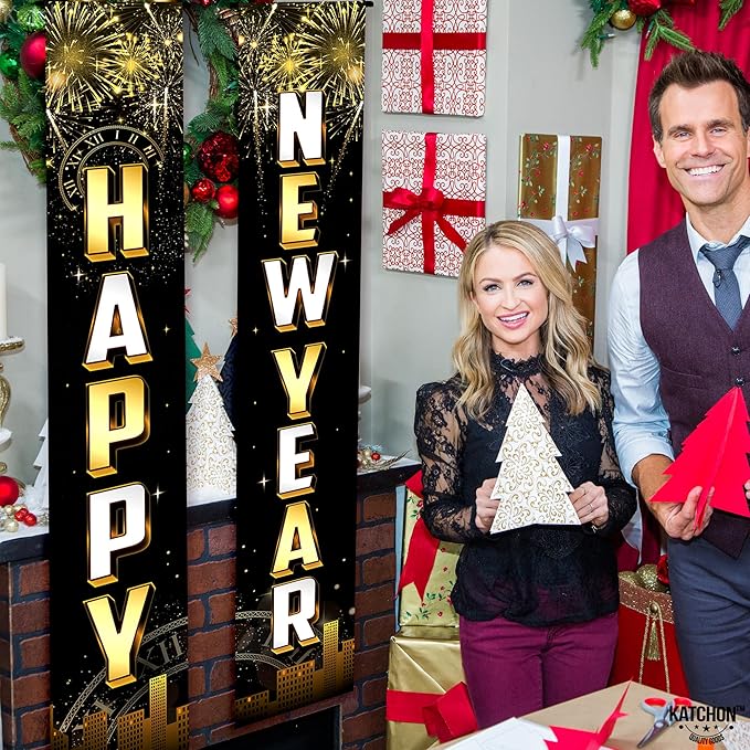 KatchOn, Happy New Year Door Banner - 72x12 Inch | Happy New Year Banner for 2026 New Years Decorations 2026 | NYE Decorations 2026 | New Years Eve Party Supplies 2026