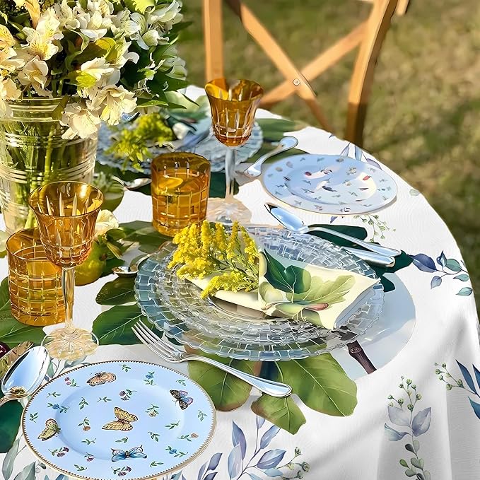 Eikione Kitchen Tablecloth 60 inch Round Boho Tablecloths Polyester Table Cloth for Party Restaurant Banquet Dining Buffet Table Picnic Decorations