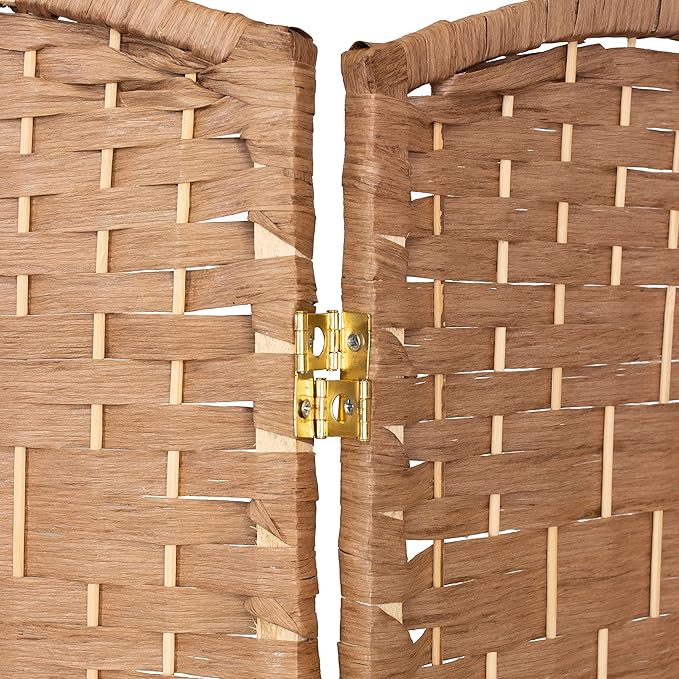 Red Lantern 3 ft. Short Diamond Weave Fiber Folding Screen - Natural - 8 Panel
