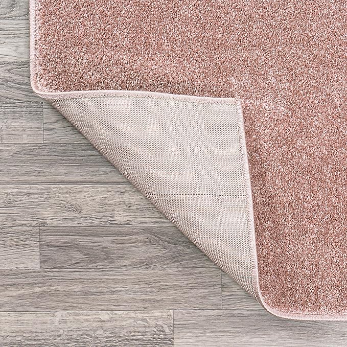 JONATHAN Y Haze Solid Low-Pile Pink 5x5 Square Indoor Area Rug, Coastal,Bohemian,Minimalist,Classic, Easy-Cleaning for Living Room,Bedroom,Kitchen,Pet Friendly,Non-Shedding (SEU100P-5SQ)
