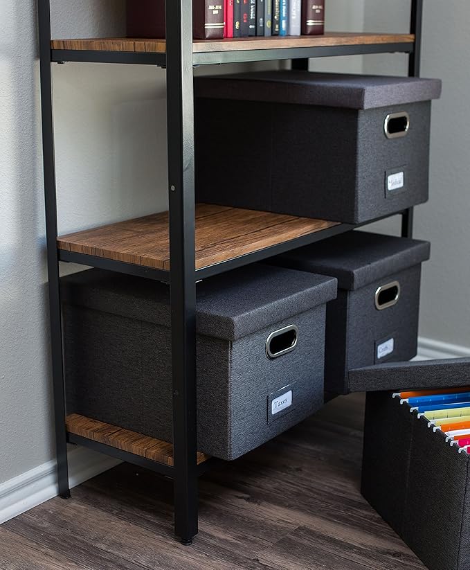 Internet's Best Collapsible File Storage Organizer | Decorative Linen Filing & Storage Office Box | Letter/Legal | Grey