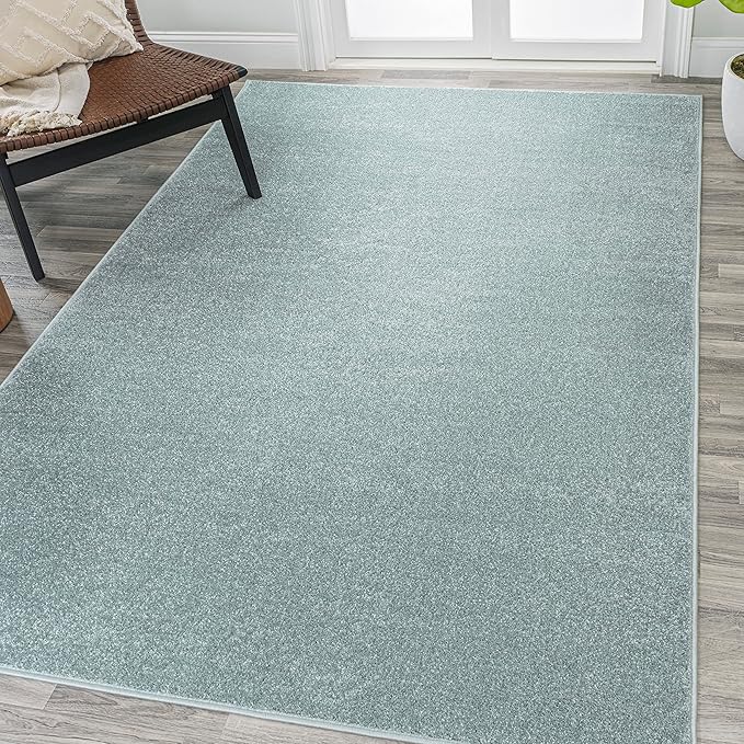 JONATHAN Y Haze Solid Low-Pile Aqua Blue Indoor Area Rug 4x6, Coastal,Bohemian,Minimalist,Classic, Easy-Cleaning for Living Room,Bedroom,Kitchen,Pet Friendly,Non-Shedding (SEU100S-4)