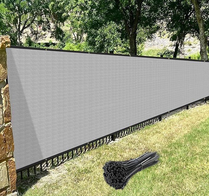 Windscreen4less Privacy Fence Screen Heavy Duty Windscreen Fencing Mesh Fabric Shade Net Cover with Brass Grommtes for Outdoor Wall Garden Yard Pool Deck, 6'x270' Light Gray