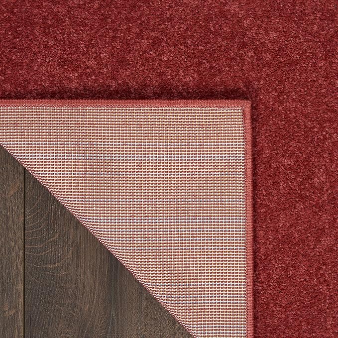 Nourison Home Nourison Essentials Brick Red 2'2" x 18' Area Rug - Easy Clean, Non Shedding, Bed Room, Living Room, Dining Room, Kitchen (18' Runner)