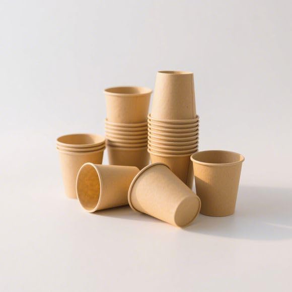 Coolcap 5 oz 300 Pack Disposable Coffee Cups, Bulk Brown Disposable Paper Cups, Coffee Cups for Hot Tea, Chocolate and Cold Drinks
