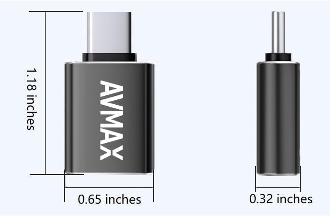 AVMAX USB to USB C Adapter 4Pack, Type C Male to USB Female 3.0 OTG Adapter for iMac,MacBook, iPhone 16 15,iPad,Microsoft Surface,Samsung (Black)
