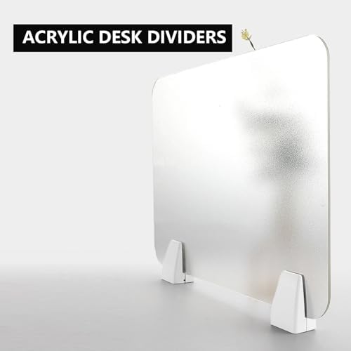 Desk DividersPrivacy Desk Divider 4mm Frosted Acrylic Panel Soundproof and Visual Distraction Shield for Office Desk Free Standingable,Frosted-100X30CM
