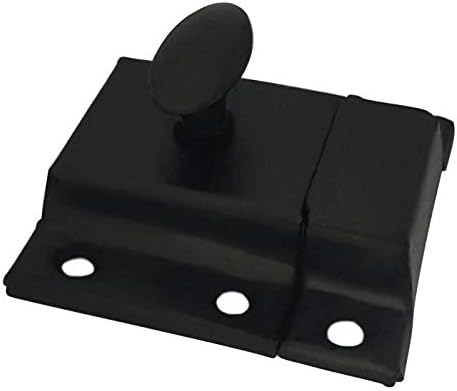 QCAA Oval Turn Cabinet Latch, for Cupboard & Other Furniture, Large, Matte Black, Made in Taiwan, 2 Pack