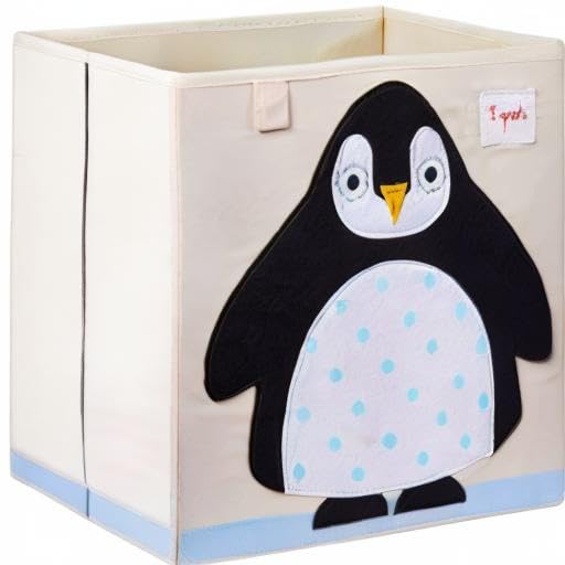 3 Sprouts Toy Storage Organizer: Toy Box Cube Organizer for Playroom, Nursery - Foldable Storage Bin - Penguin