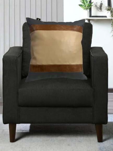 D DOLLY LAMB Lambskin Leather Pillow Cover - Sofa Cushion Case - Decorative Throw Covers for Living Room & Bedroom, 18x18 Inches - Multi Color 02 Pack of 2
